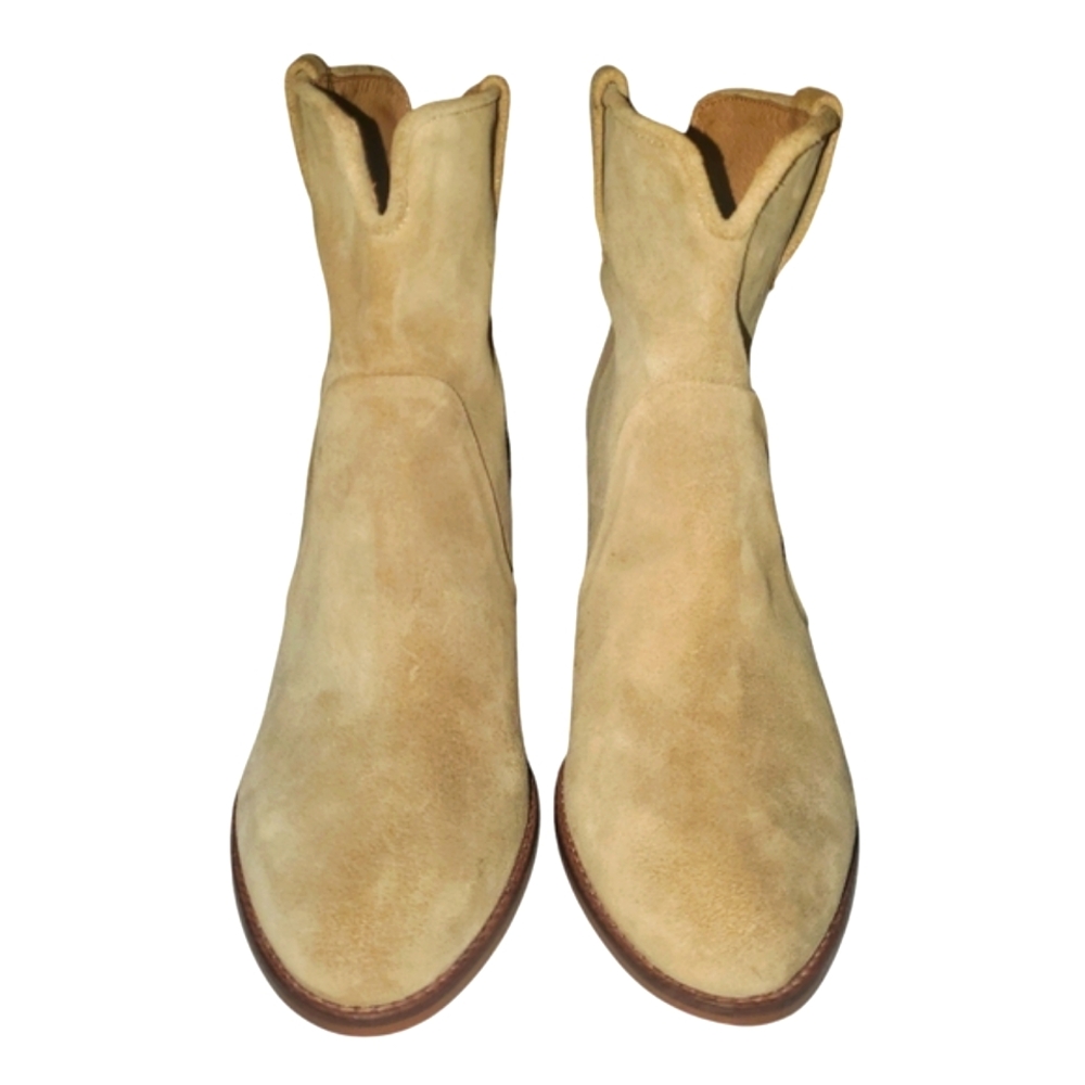 URBAN OUTFITTERS Boro Tan Suede Western Pull-on Stacked Heel Ankle Boots NEW 9 - Picture 3 of 16